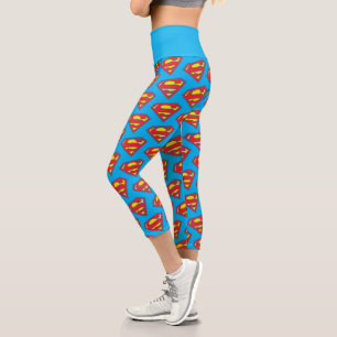 Leggings Capri Logo superchica clásica con contorno azul