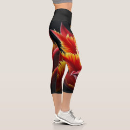 Leggings Capri Loro Tulip Floral rojo y amarillo
