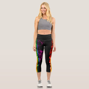 Leggings Capri Los vivos colores del arcoiris del humo de Slipper