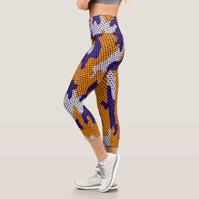 Leggings Capri Louisiana State Purple Gold Stylish Camo Pattern (Izquierda)