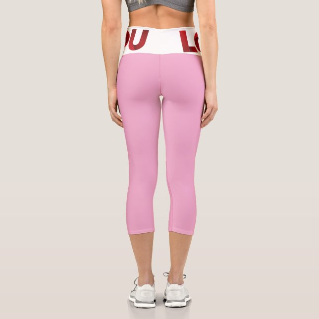 Leggings Capri Love You – Bold Romantic Typography (Reverso )