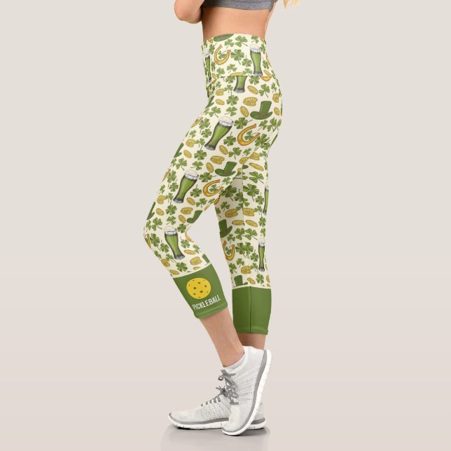 Leggings Capri Lucky Clover St Patricks Day Personalizado Pickleb (Izquierda)