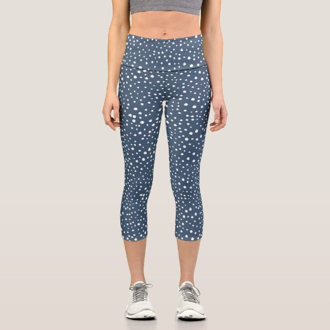Leggings Capri Lugares dálmatas azul de la marina, puntos dálmata (Anverso)