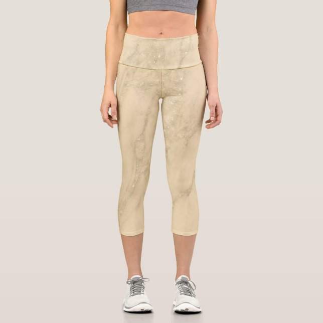 Leggings Capri Lujo Champagne Gold Purpurina Marble (Anverso)