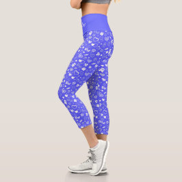 Leggings Capri Lujo Moderno Elegante Amor Corazón Azul