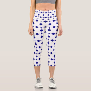 Leggings Capri Lunares Azules de Mar, Patrón de Lunares, Puntos