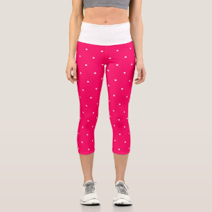 Leggings Capri Lunares geométricos de frambuesa y blanco 