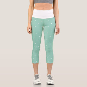 Leggings Capri Lunares geométricos pastel turquesa y blanco 
