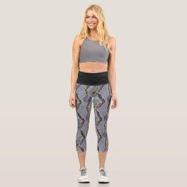 Leggings Capri Luxury Dark Gray Marble Texture with Gold Veins