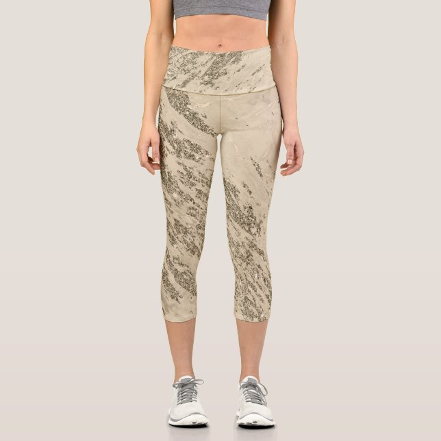 Leggings Capri Luxury Gold Champagne Purpurina Marble (Anverso)