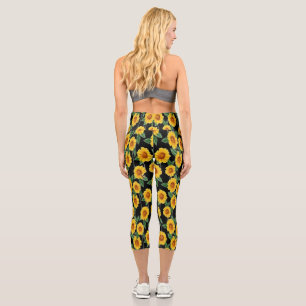 Leggings Capri Luz de girasol sacudida por el sol - Floral sin fo
