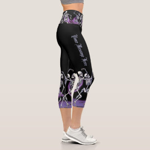 Leggings Capri Macabre victoriano bailando esqueletos Halloween