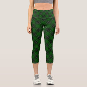 Leggings Capri MacLean Tartan Green y Black Plaid