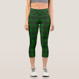 Leggings Capri MacLean Tartan Green y Black Plaid