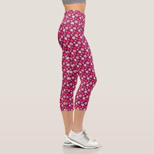 Leggings Capri Magenta Daisy Design