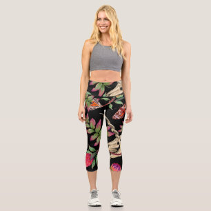 Leggings Capri Magical Forest Unicorn Dark Pattern.
