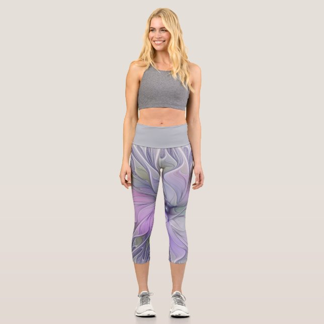 Leggings Capri Magnífica Belleza Moderna Resumen Flor de Arte Fra (Anverso)