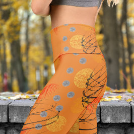 Leggings Capri Magnífico patrón de vórtice atómico Naranja Yoga
