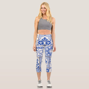 Leggings Capri Majólica victoriana: Patrón de mosaico de mosaico