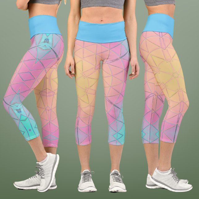 Leggings Capri Mandala amarilla rosa y azul (Subido por el creador)