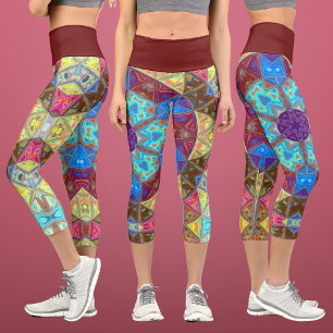 Leggings Capri Mandala azul rosa y amarillo
