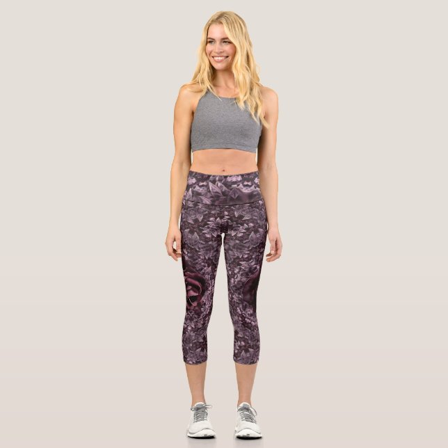 Leggings Capri Mandala de rosa  (Anverso)