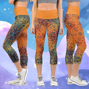 Leggings Capri Mandala digital Naranja azul y amarillo