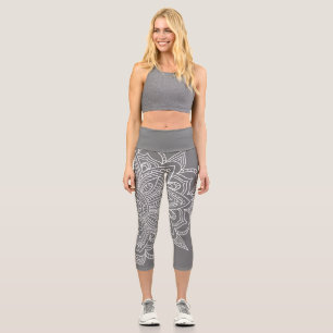 Leggings Capri Mandala gris y blanco Yoga Capri