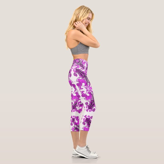 Leggings Capri Mandala rosa abstracta, giros mariposos psicodélic (Derecha)