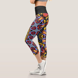 Leggings Capri Mandala Trippy Retro Hippie Boho Moda Bohemias