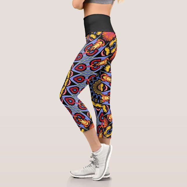 Leggings Capri Mandala Trippy Retro Hippie Boho Moda Bohemias (Izquierda)