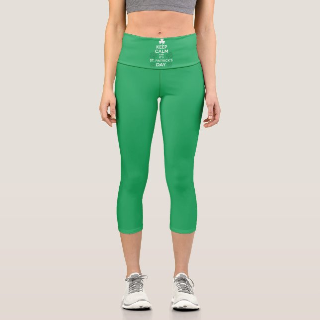 Leggings Capri Mantente tranquilo, es el irlandés del Día de los  (Anverso)