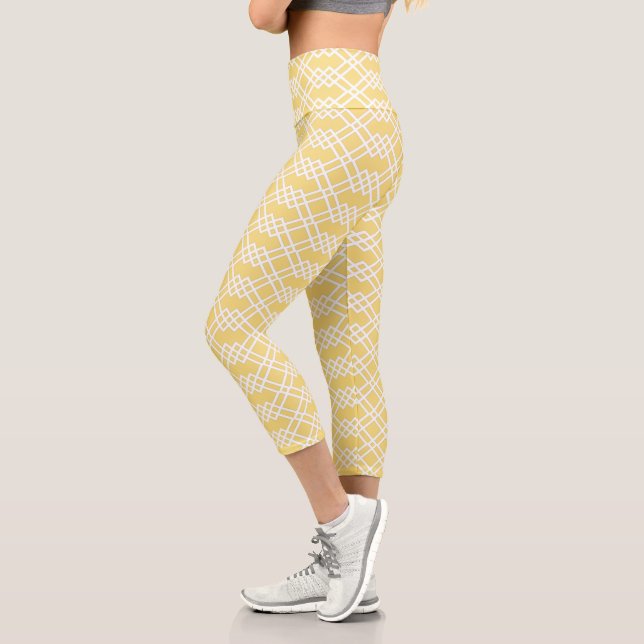 Leggings Capri Mantequilla geométrica moderna de Entramado amaril (Izquierda)