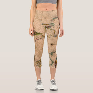 Leggings Capri Mapa antiguo antiguo inspirado (1)
