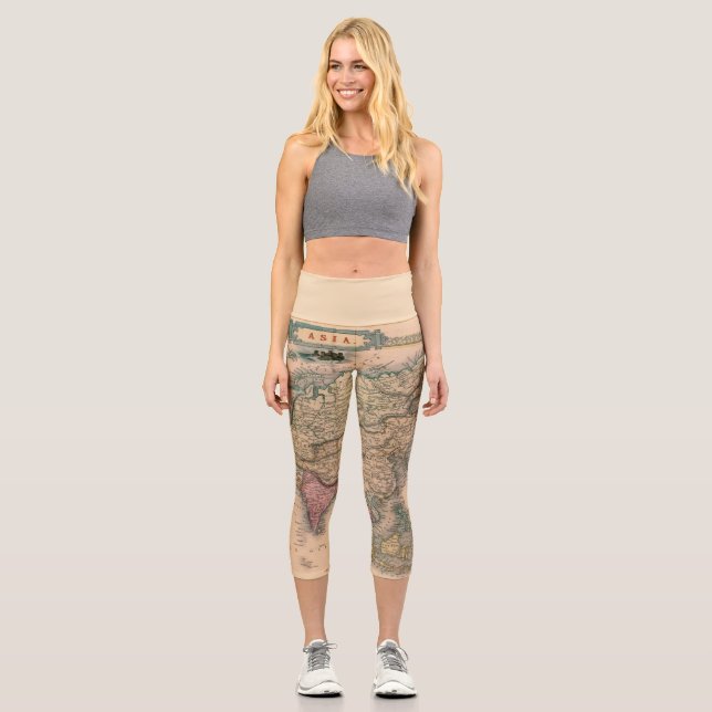 Leggings Capri Mapa antiguo antiguo inspirado (11) (Anverso)