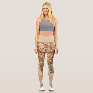 Leggings Capri Mapa antiguo inspirado (2)