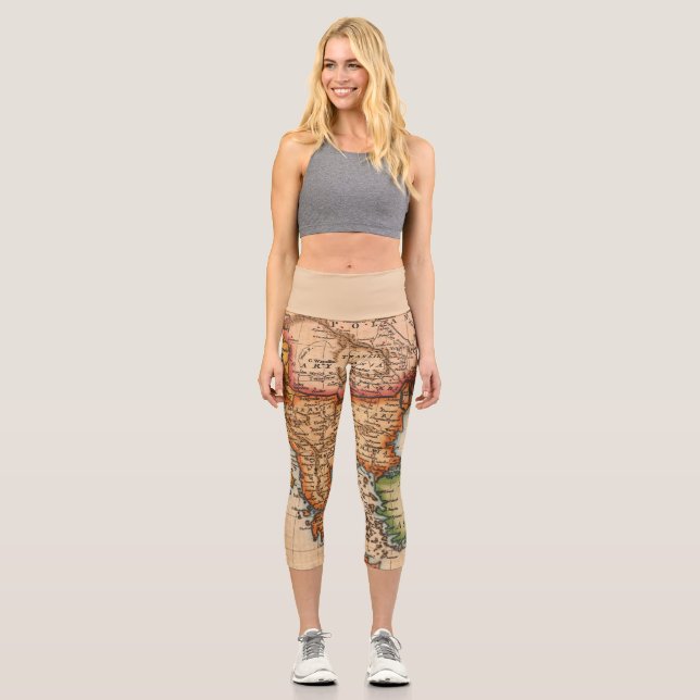 Leggings Capri Mapa antiguo inspirado (2) (Anverso)