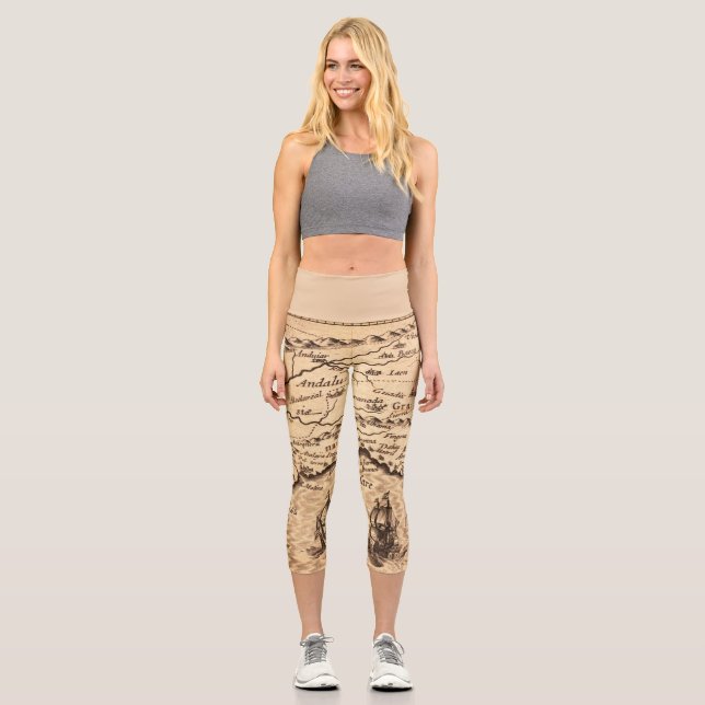 Leggings Capri Mapa antiguo inspirado (3) (Anverso)