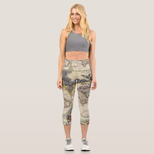 Leggings Capri Mapa antiguo inspirado (4) (Anverso)