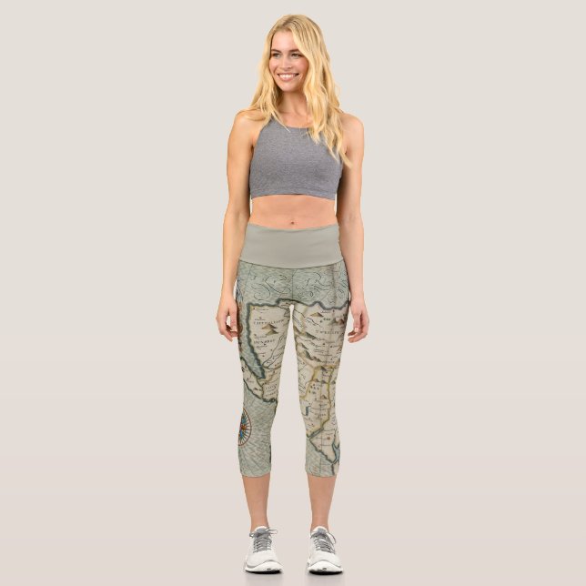 Leggings Capri Mapa antiguo inspirado (7) (Anverso)