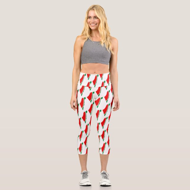 Leggings Capri Mapa de Palestina sandía símbolo de la libertad (Anverso)
