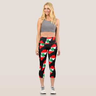 Leggings Capri Mapa del Líbano con bandera