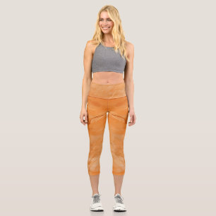 Leggings Capri Marble Naranja de impresión a color hermoso