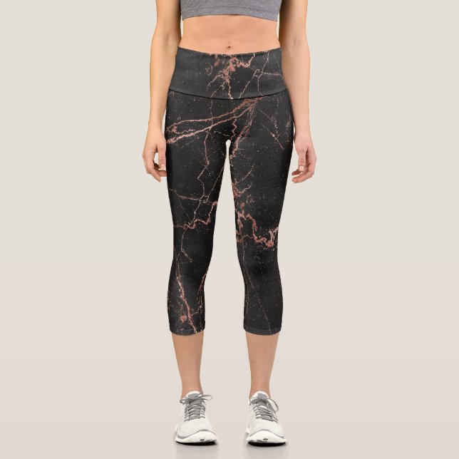 Leggings Capri Marble Pink Black de lujo trendy (Anverso)