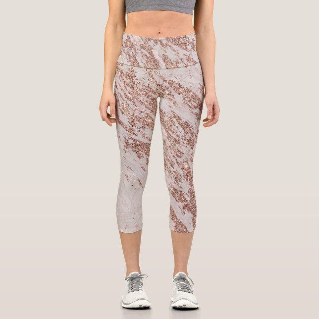 Leggings Capri Marble Purpurina Rosa Rosa Rosa de Lujo (Anverso)