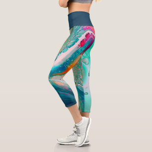 Leggings Capri Mareas Eléctricas de Mármol de Color