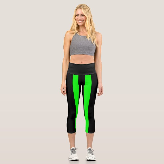 Leggings Capri Margen negro y verde (Anverso)