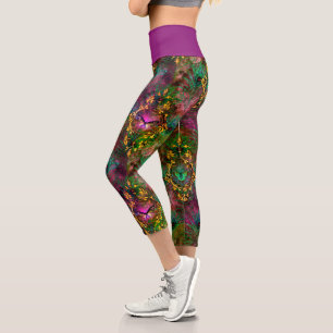 Leggings Capri Mariposa de plumas de pavo real victoriana elegant