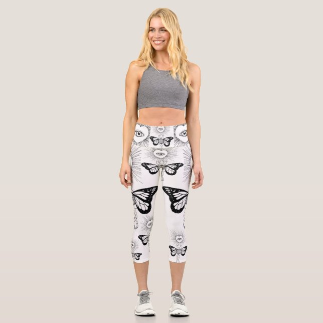 Leggings Capri Mariposa de serpiente mira jarras mágicas de yoga (Anverso)