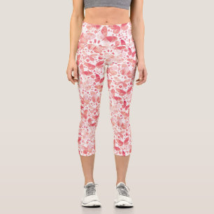 Leggings Capri Mariposas Acuarela Coral Rosa